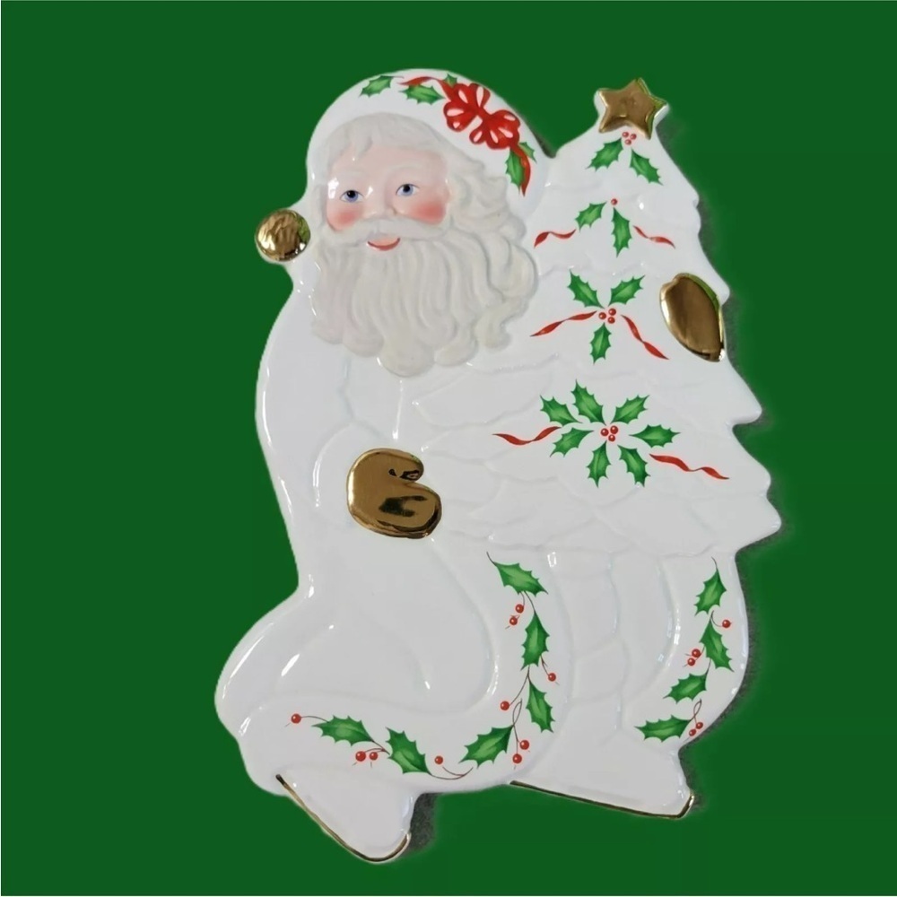 Lenox Holiday Santa Porcelain Trivet Hot Plate Wall Hanging Christmas Décor